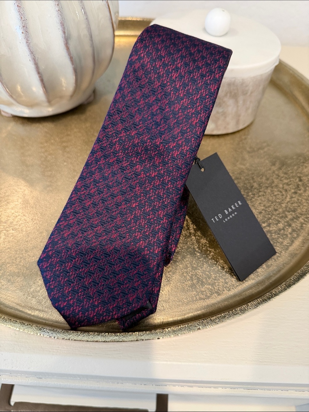 NWT Ted Baker London Attacus Silk Tie Maroon Navy